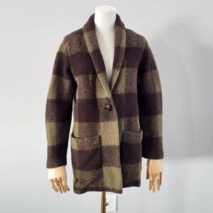 Wilfred Off Duty Wool Blend Jacket Plaid Green Brown Coat XXS
